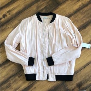 Pink bomber moto jacket
